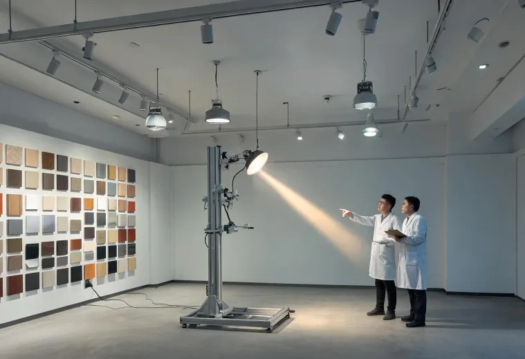 Lighting mock-up studio with photometric instruments